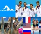 Πόντιουμ κολύμβηση 4 X 100 m ελεύθερη αρσενικό, Γαλλία, Ηνωμένες Πολιτείες και τη Ρωσία - London 2012-